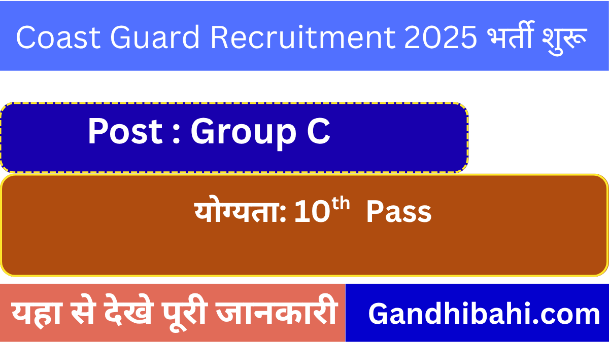 Indian Coast Guard Group C Vacancy 2025: भर्ती शुरू आवेदन कर सकते है