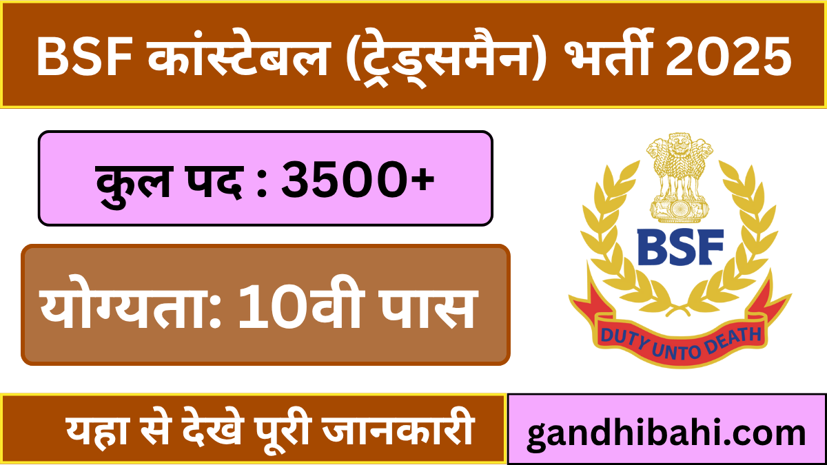 BSF Constable Bharti Apply Online 2025